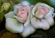 Белые розы - картина маслом