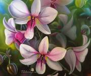 Цветы орхидеи - картина маслом