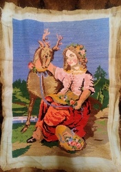 Картина вышита крестиком, Девушка с оленем